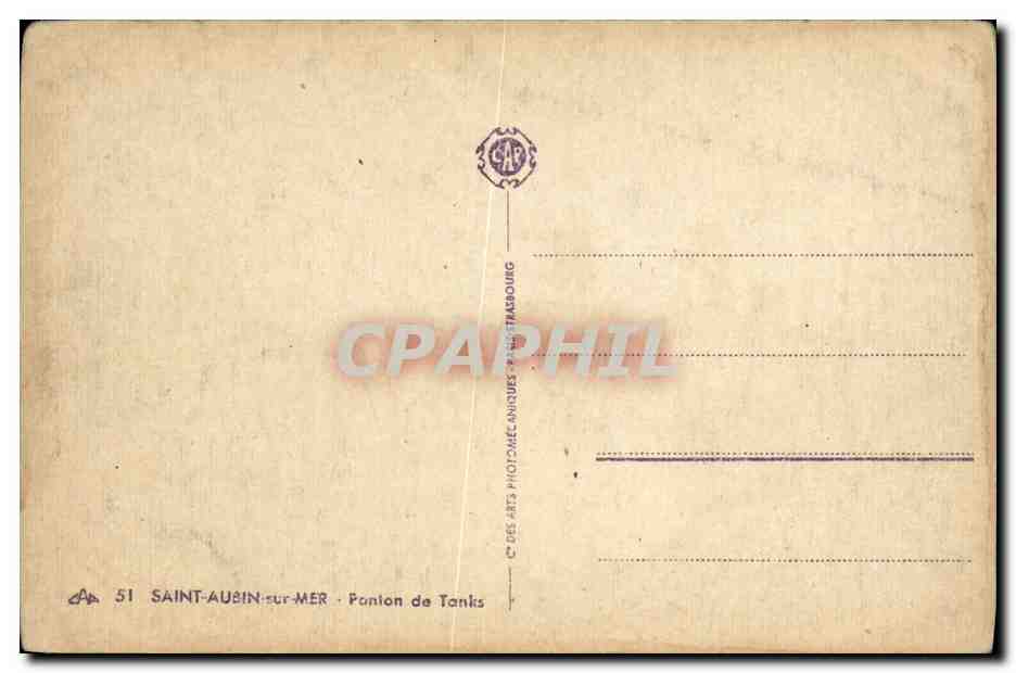 Pantheon der Panzer — Saint-Aubin-sur-Mer — C° des Arts Photomécaniques de Tarnsbourg — Rückseite