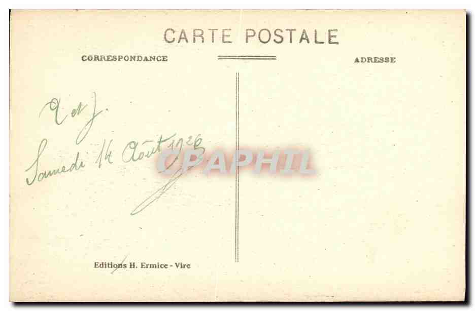 Environs de Vire — La Chapelle de N.-D. du Bocage — Éditeur H. Ermice — Verso