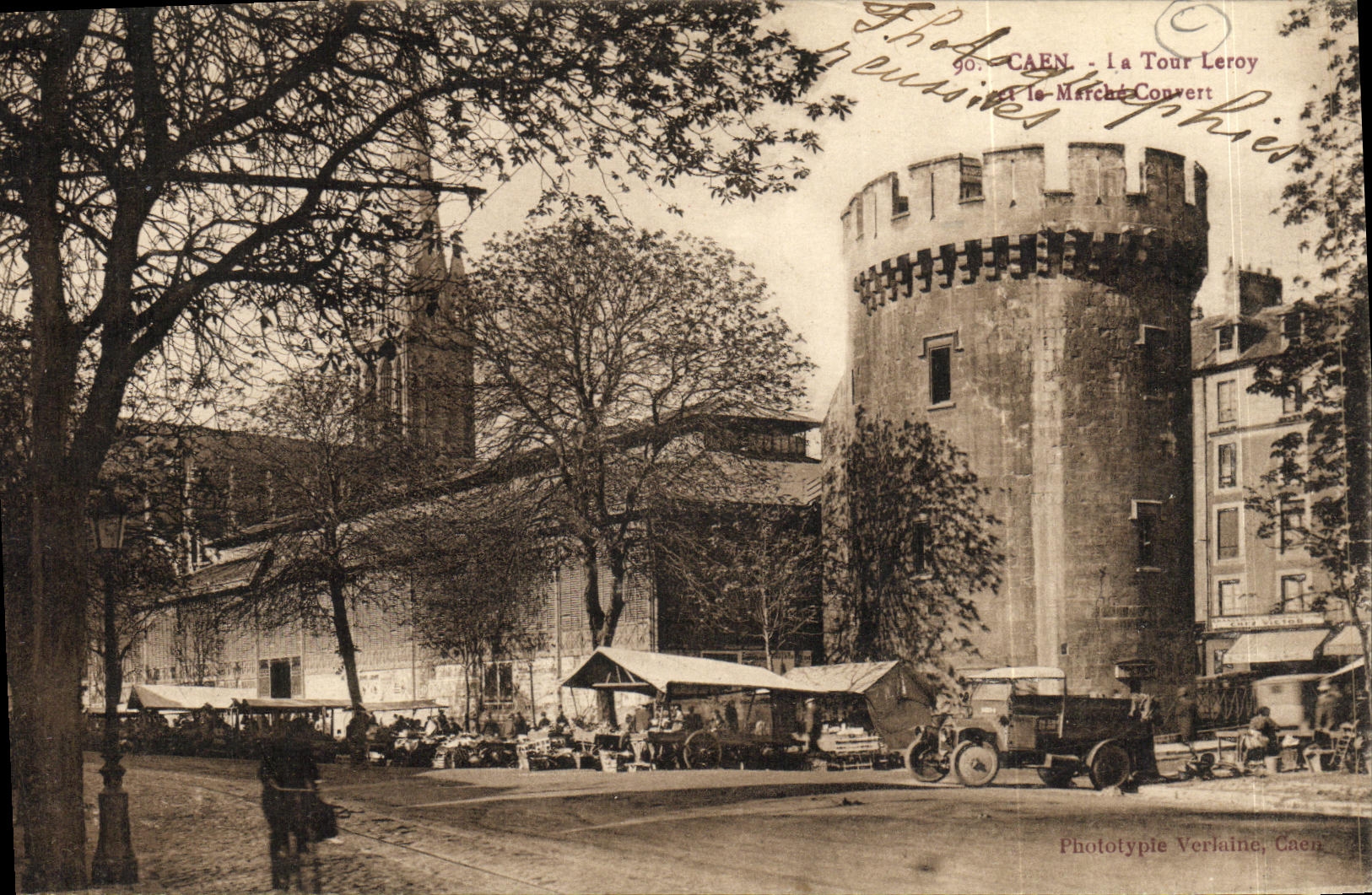 Caen - La Tour Leroy et le Marché Convert — Phototypie Verlaine, Caen