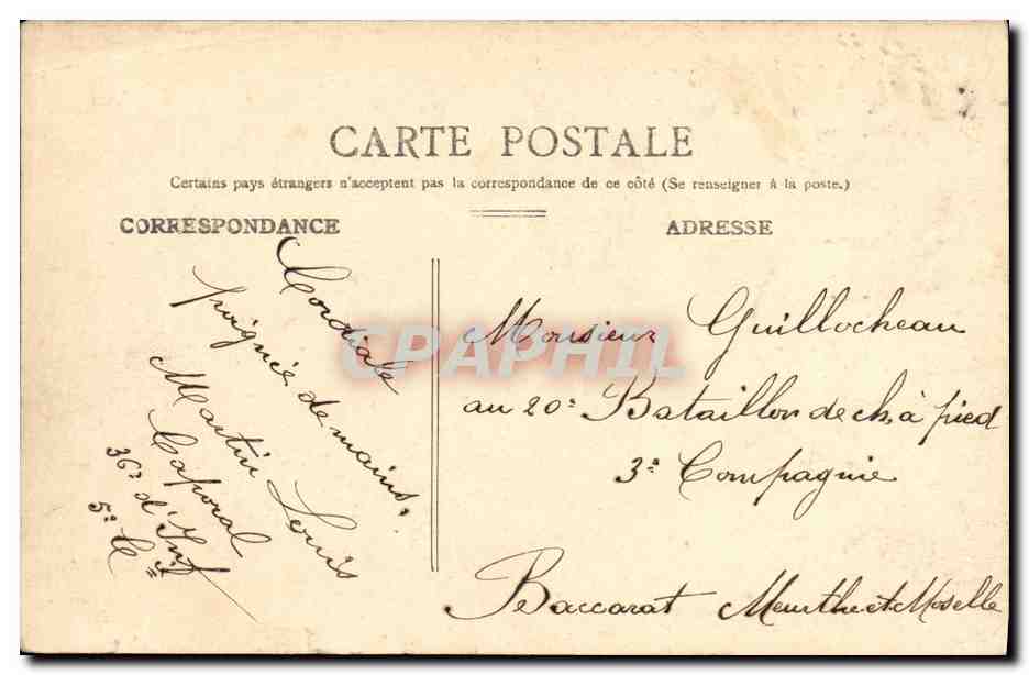 CPA Caen Le Chateau La Porte Bon Secours  — Verso
