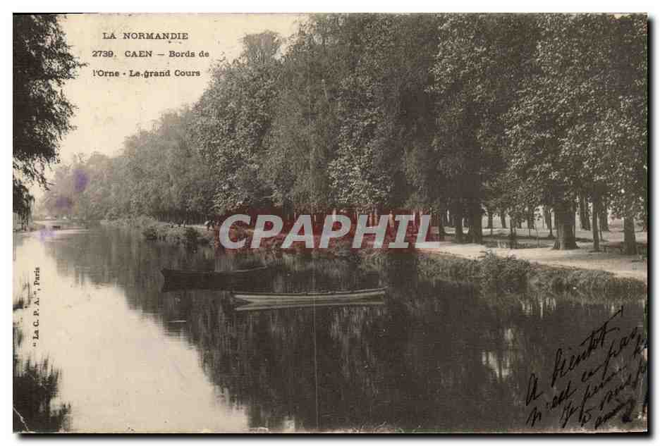 CPA Caen Bords de L Orne Le Grand Cours 