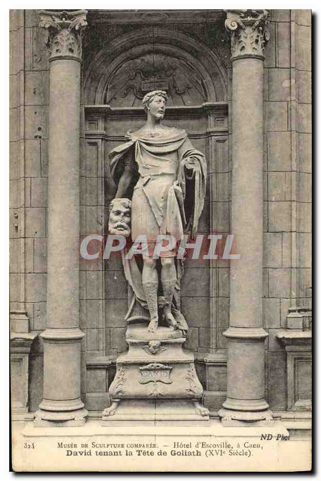 CPA Musee de Sculpture Comparee Hotel d Escovile a Caen David tenant la tete de Goliath
