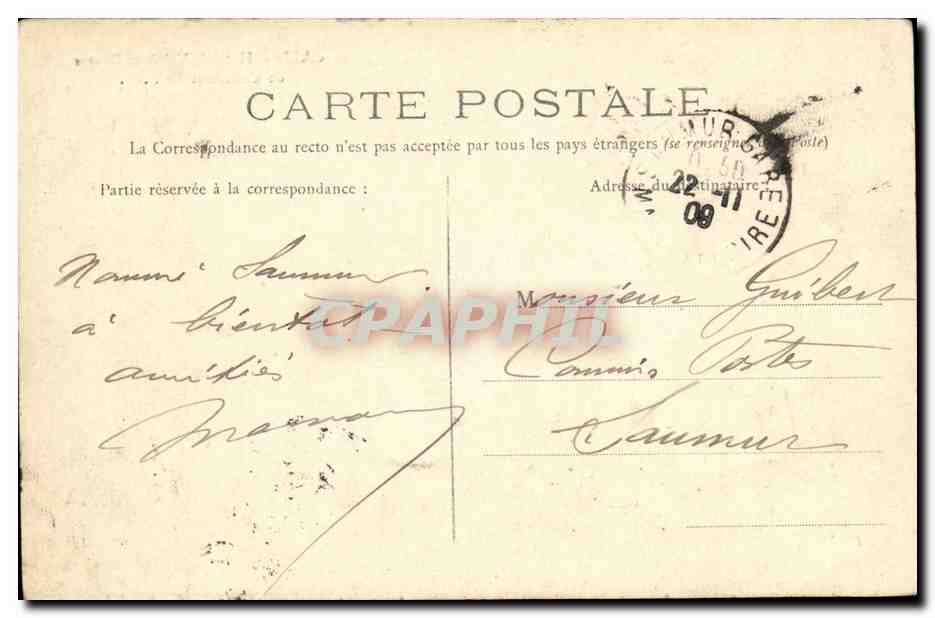 CPA Caen L Hotel de Valoirs ou Bourse de Commerce Postier  — Verso
