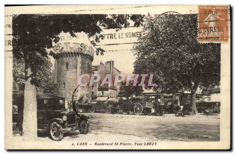 CPA Caen Boulevard St Pierre Tour Leroy Automobile