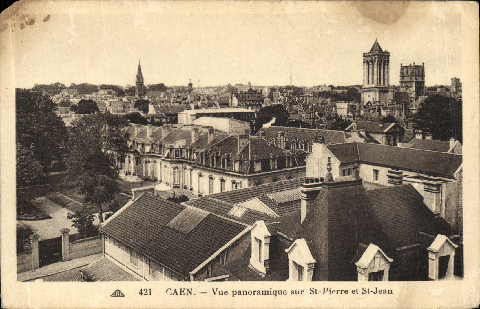 CPA Caen Vue Panoramique Sur St Pierre Et St Jean 