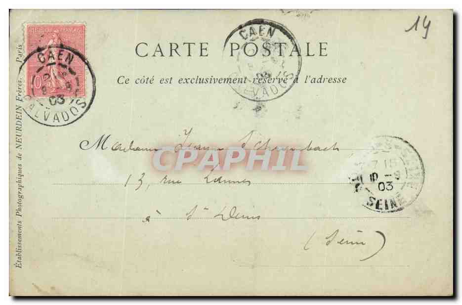 CPA Caen Ancien Hotel de Ville — Verso