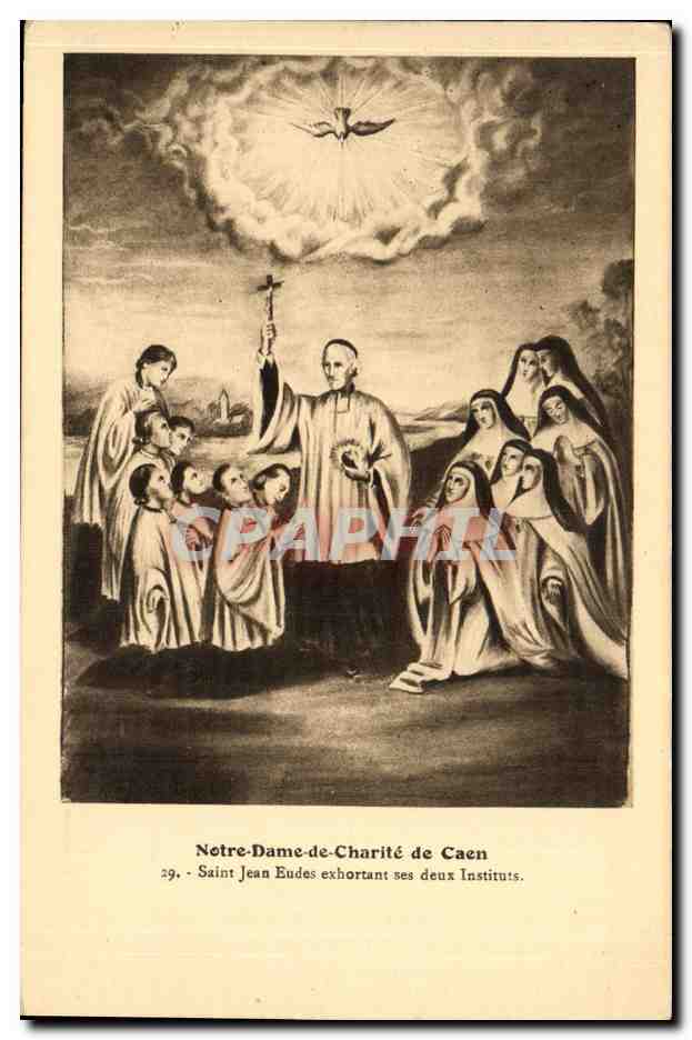 CPA Notre Dame De Chartie de Caen Saint Jean Eudes exhortant ses deux instituts