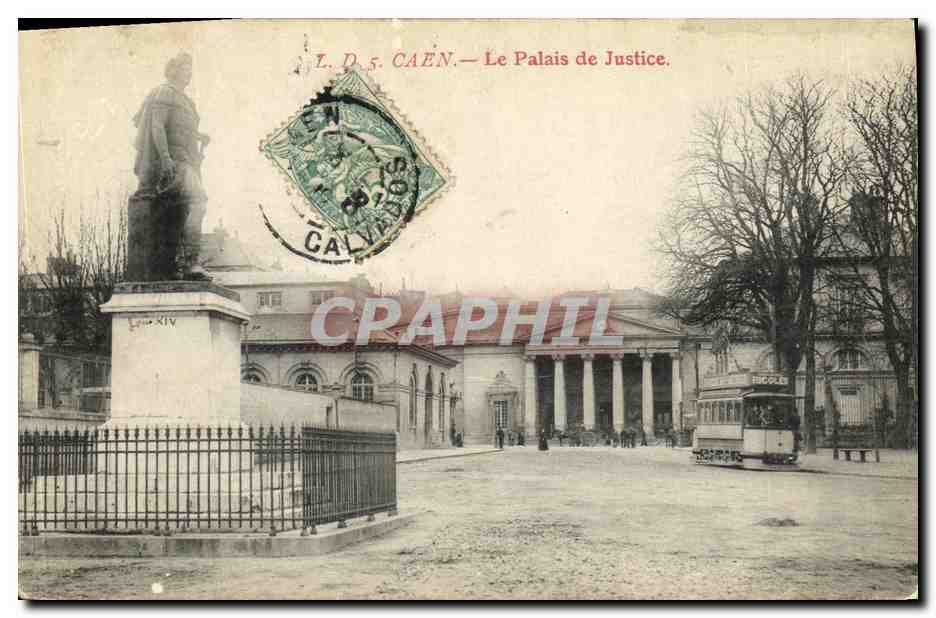 CPA Caen Le Palais de Justice Tramway