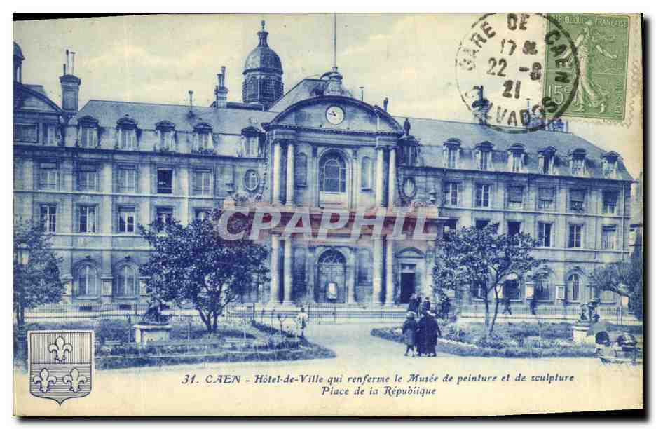 CPA Caen Hotel de Ville Qui Renferme le musee de peinture et de sculpture