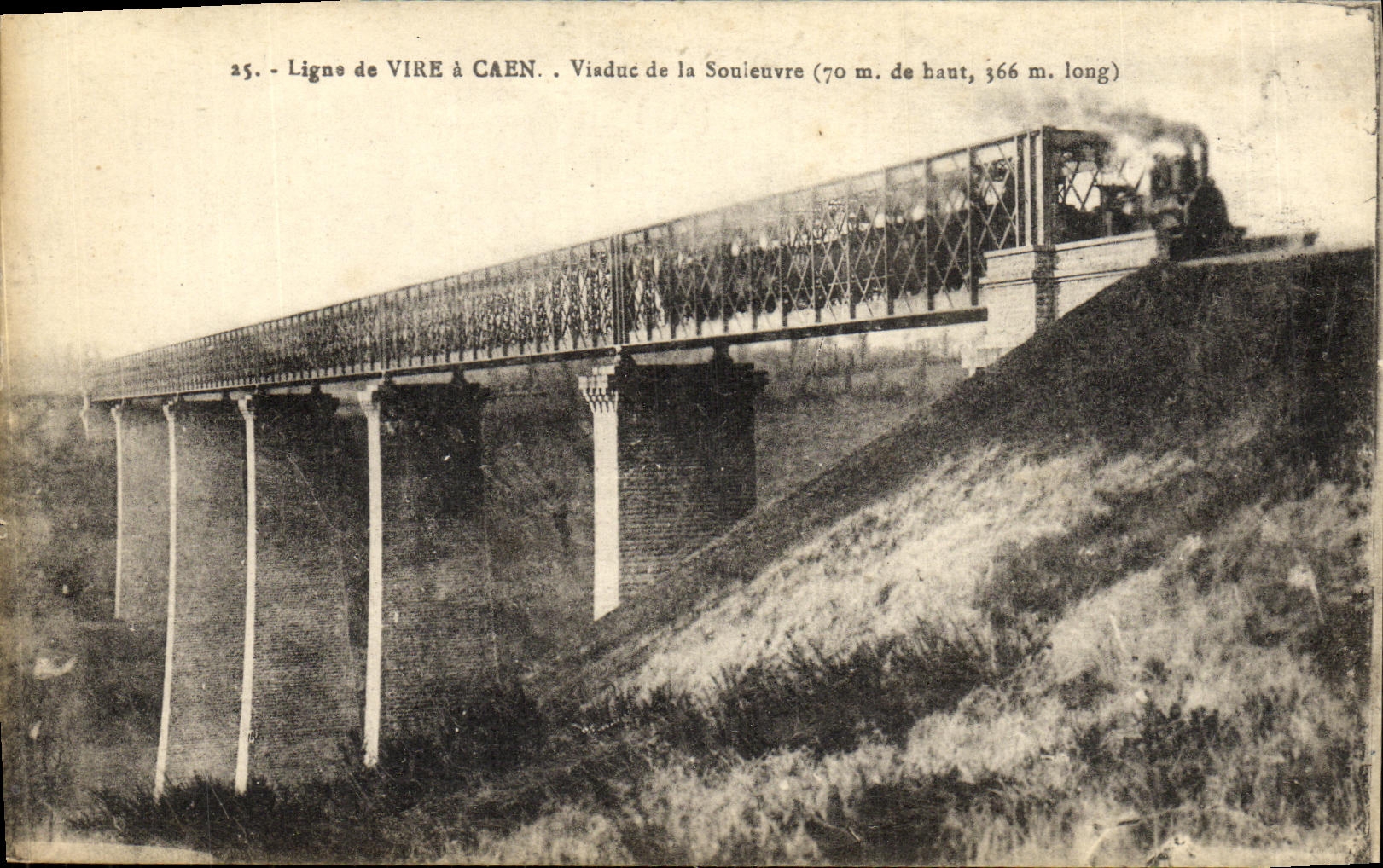 Viaduc de la Souievre — Ligne de Vire à Caen — 70 m de haut, 366 m long — Éditions H. Erniece, Vire