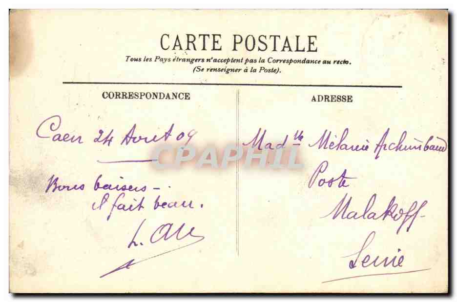 CPA Caen Panorama Pris de Saint Pierre  — Rückseite