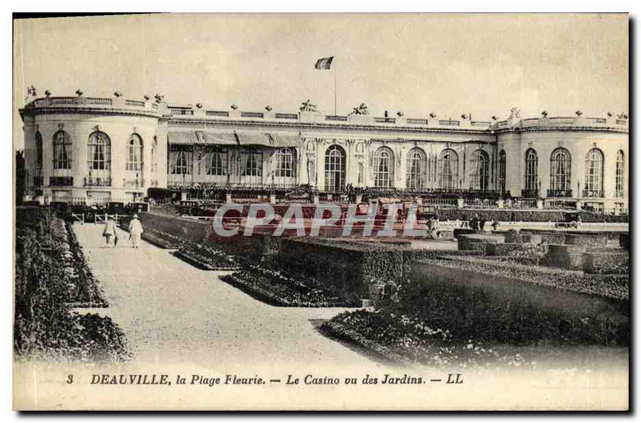 Deauville, la Plage Fleurie — Le Casino vu des Jardins — LL