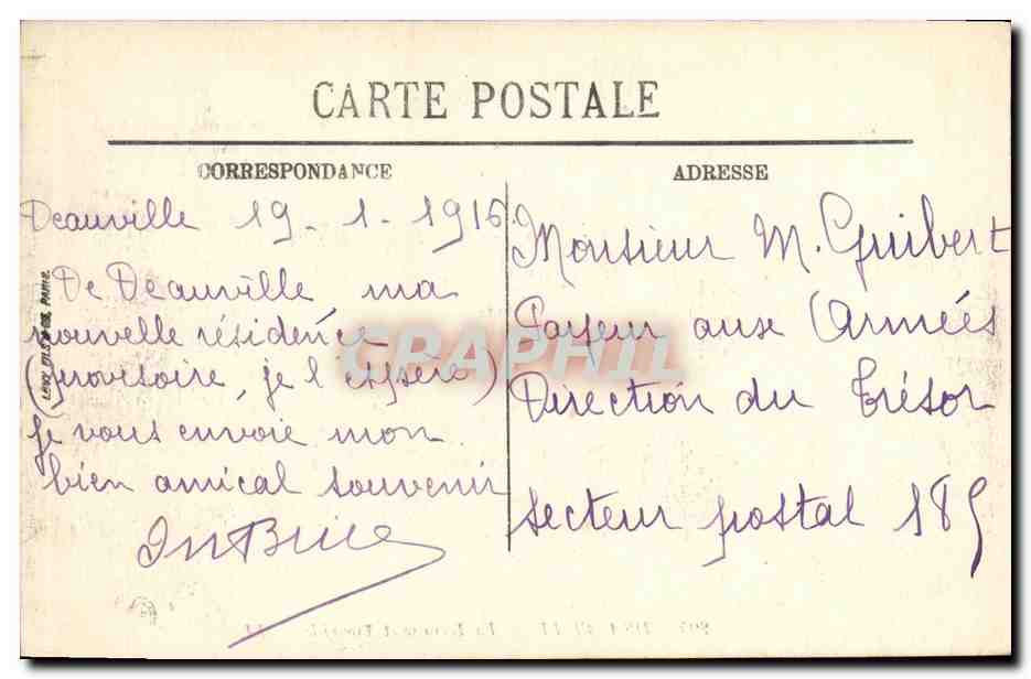 CPA Deauville La Terrasse et Trouville  — Verso