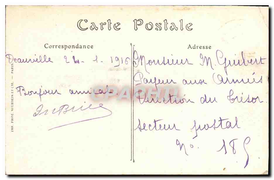 Deauville-Strand — Das Royal-Hotel — ND. Foto. — Rückseite
