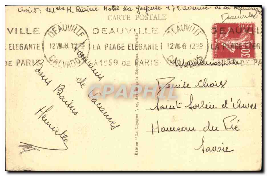 Vintage Postcard Deauville The Flowering Beach Sunbathing — Back