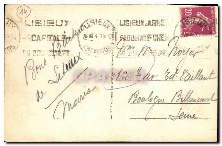 Lisieux - Cour Matignon — Verlag Antike Ansichtskarte — Rückseite