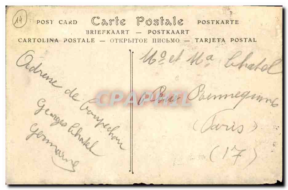 Antike Ansichtskarte Lisieux Detail des alten Schlosses der Salamandre — Rückseite