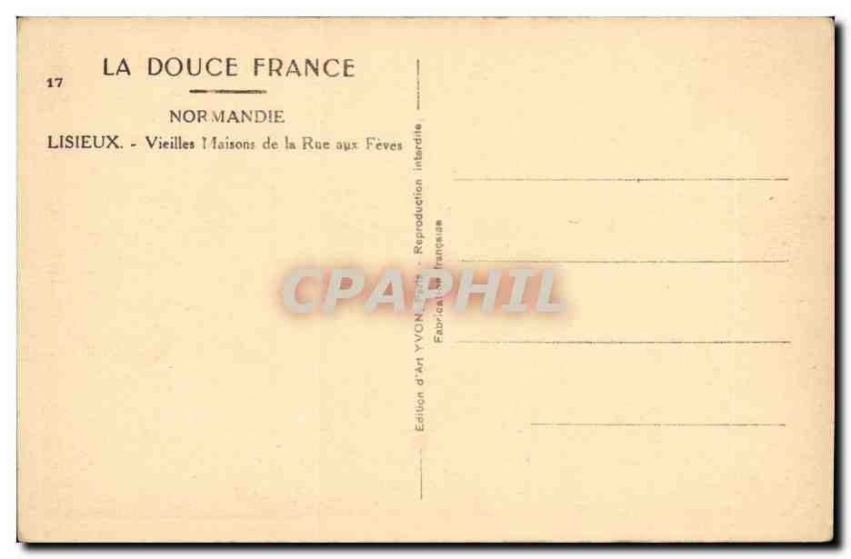 CPA Lisieux Vieilles Maisons de la Rue Aux Feves  — Rückseite