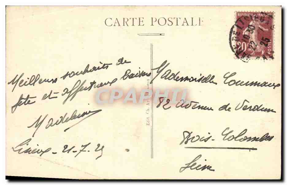 CPA Lisieux L Eglise St Jacques — Verso