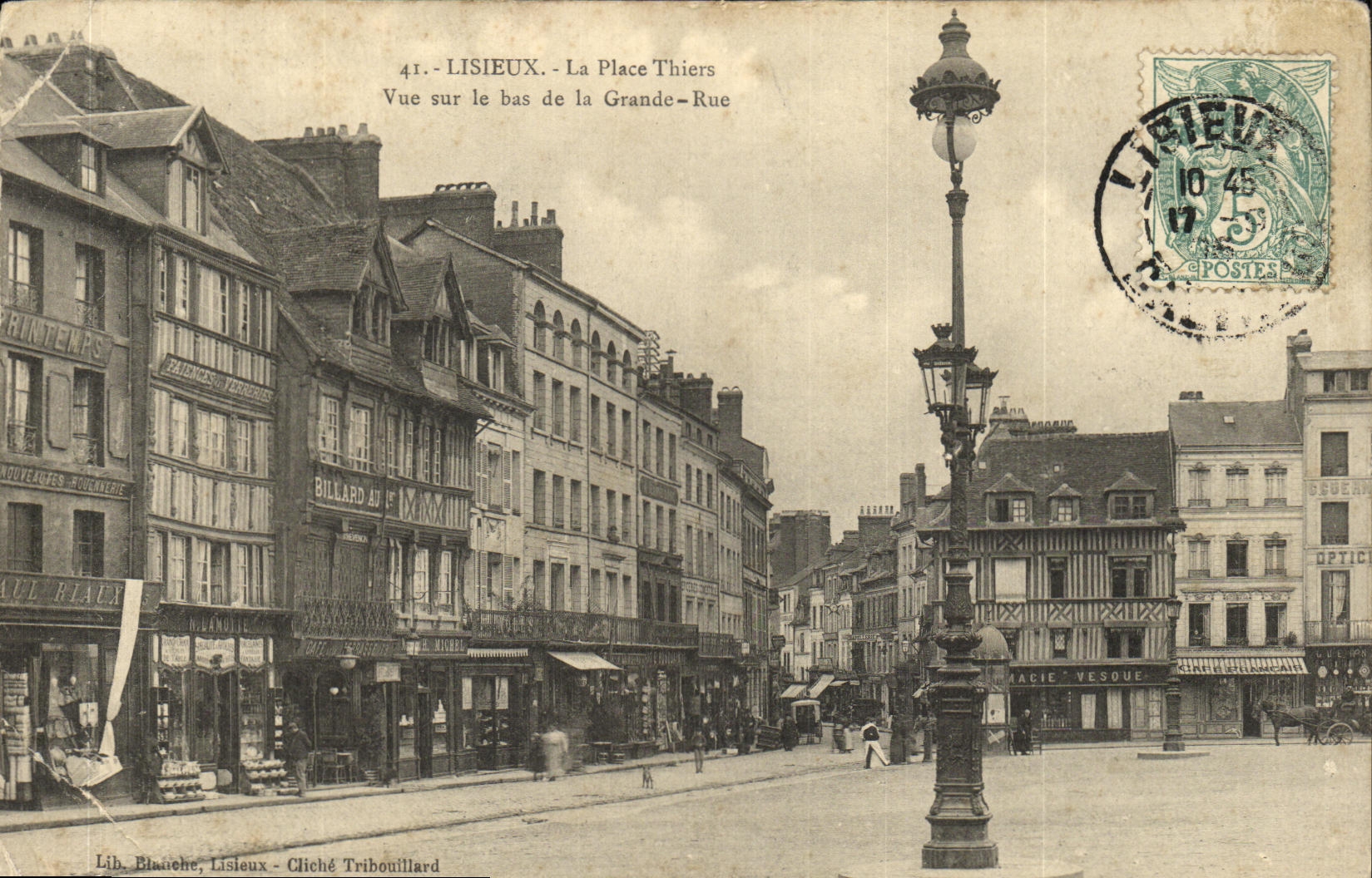CPA Lisieux La Place Theirs Vue Sur le Bas de La Grande Rue 