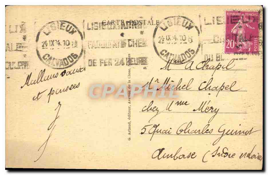 CPA Lisieux Eglise St Desir  — Verso