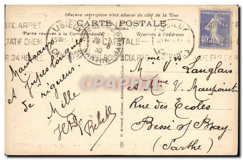 CPA Lisieux Vue Generale de La Chapelle du Carmet et De La Salle des Souvenirs — Rückseite