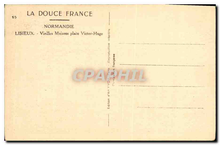 CPA Lisieux Vielles Maisons Place Hugo  — Verso