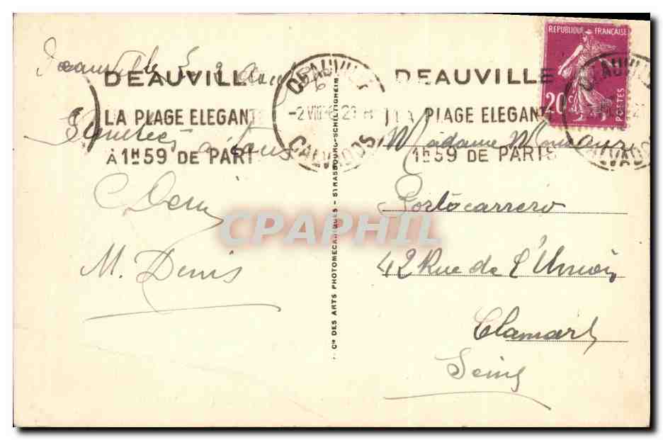 Deauville-Plage-Fleurie — Place Morny — C.P.A. 817 — Reverso