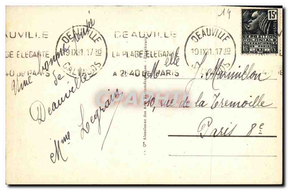 Deauville - Flower Beach - The Casino — Vintage Postcard/Antike Ansichtskarte PHIL n°132 — Back