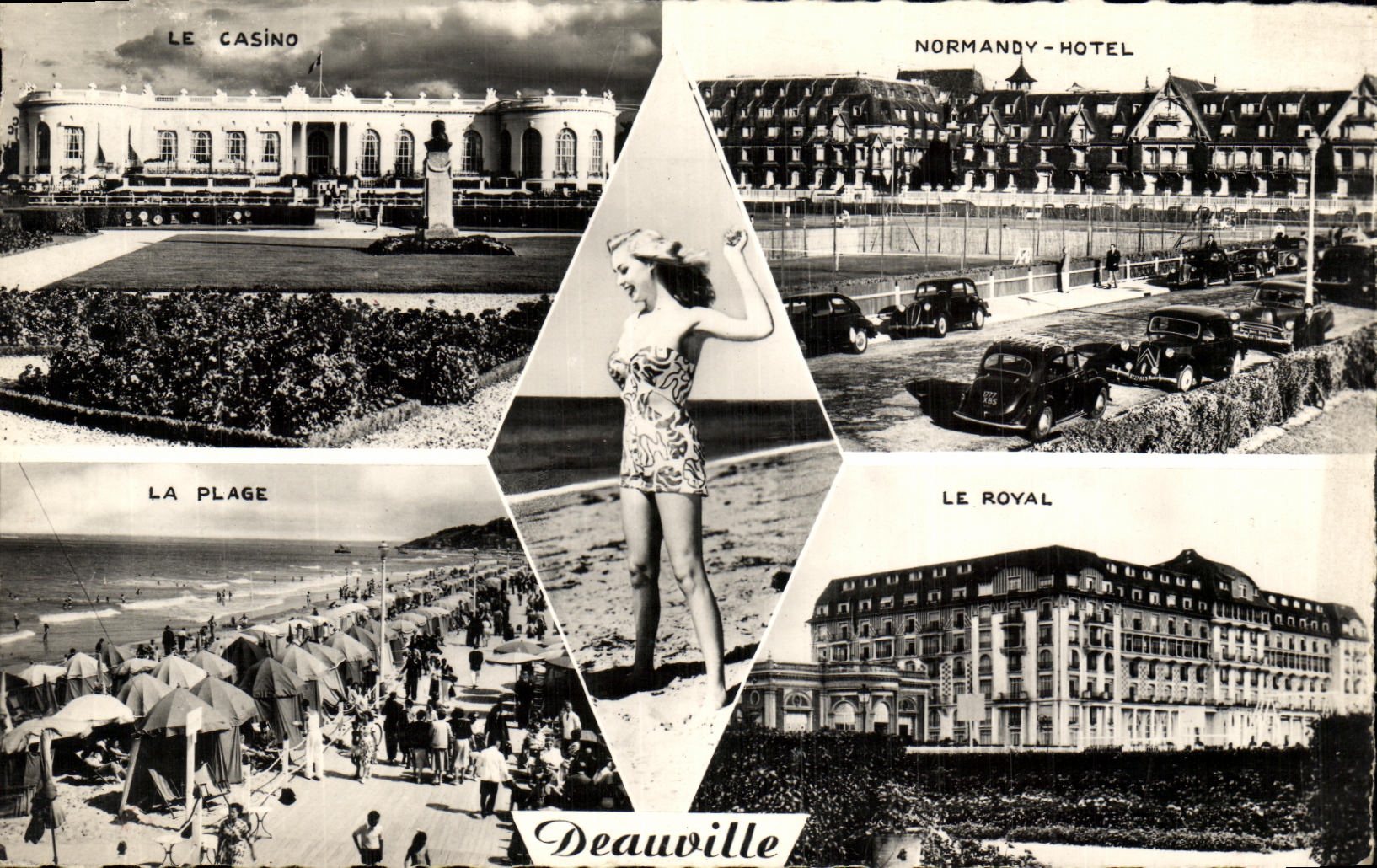 Deauville — The Casino, The Normandy-Hotel, The Beach, The Royal — Real Photo