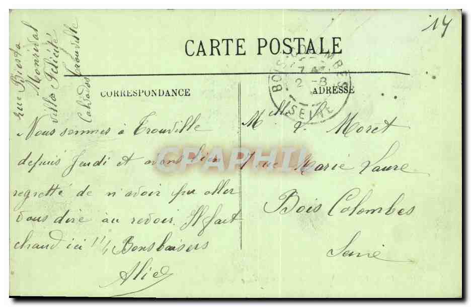 CPA Deauville Les Villas et La Terrasse — Verso