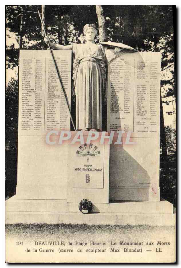 Deauville, the Flowering Beach — The War Memorial (work of sculptor Max Blondat) — LL