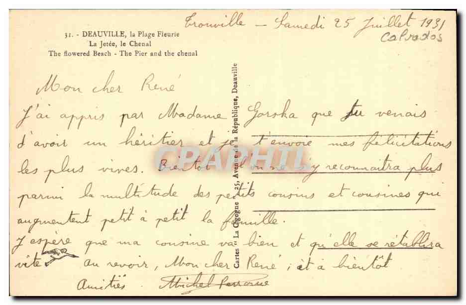 Deauville — La Jetée, le Chenal — Cartes & La Chérogne, Deauville — Verso