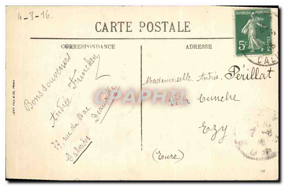 CPA Deauville Les Villas — Verso
