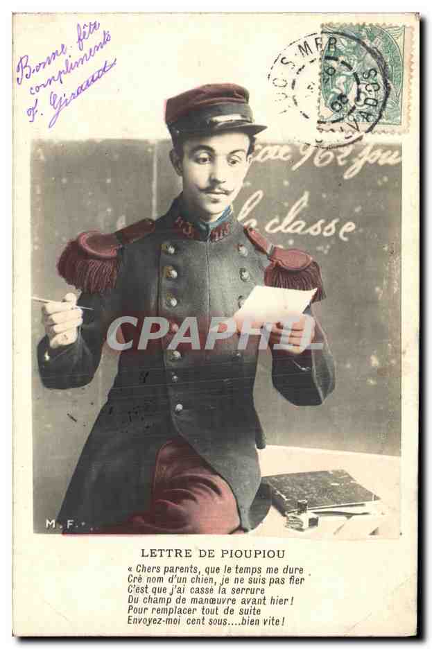 Soldat en uniforme — Lettre de Pioupiou — M.F. (éditeur)
