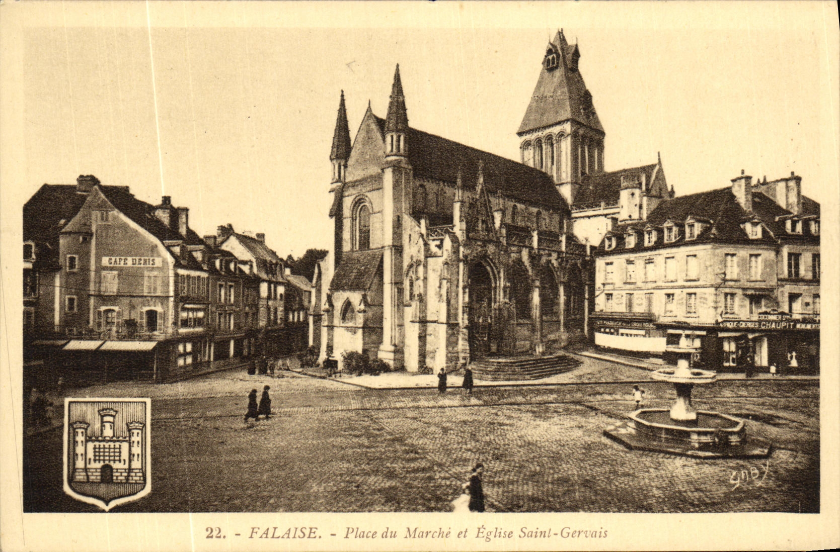 CPA Falaise Place du Marche et Eglise Saint Gervais