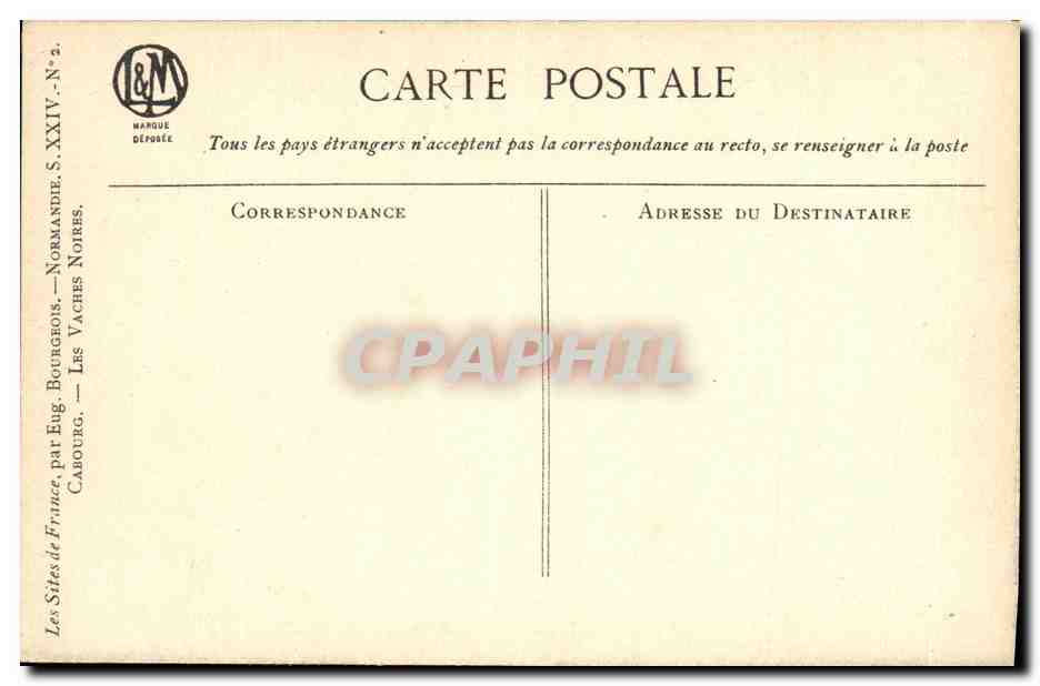 Carbourg — Les Vaches Noires — Éditeur Eug. Bourg, série S. XXIV — Reverso