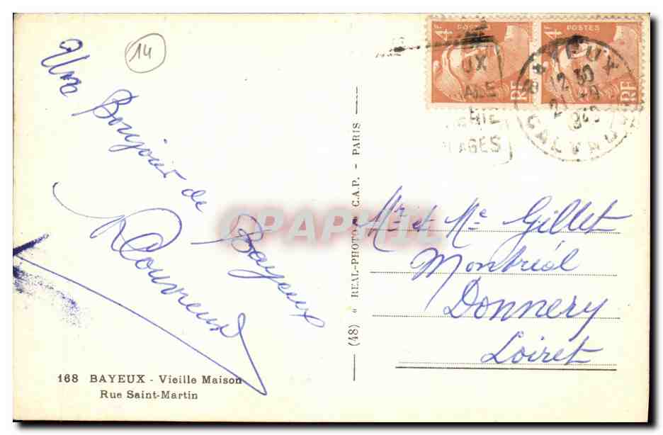 CPA Bayeux Vielle Maison Rue Saint Martin  — Rückseite