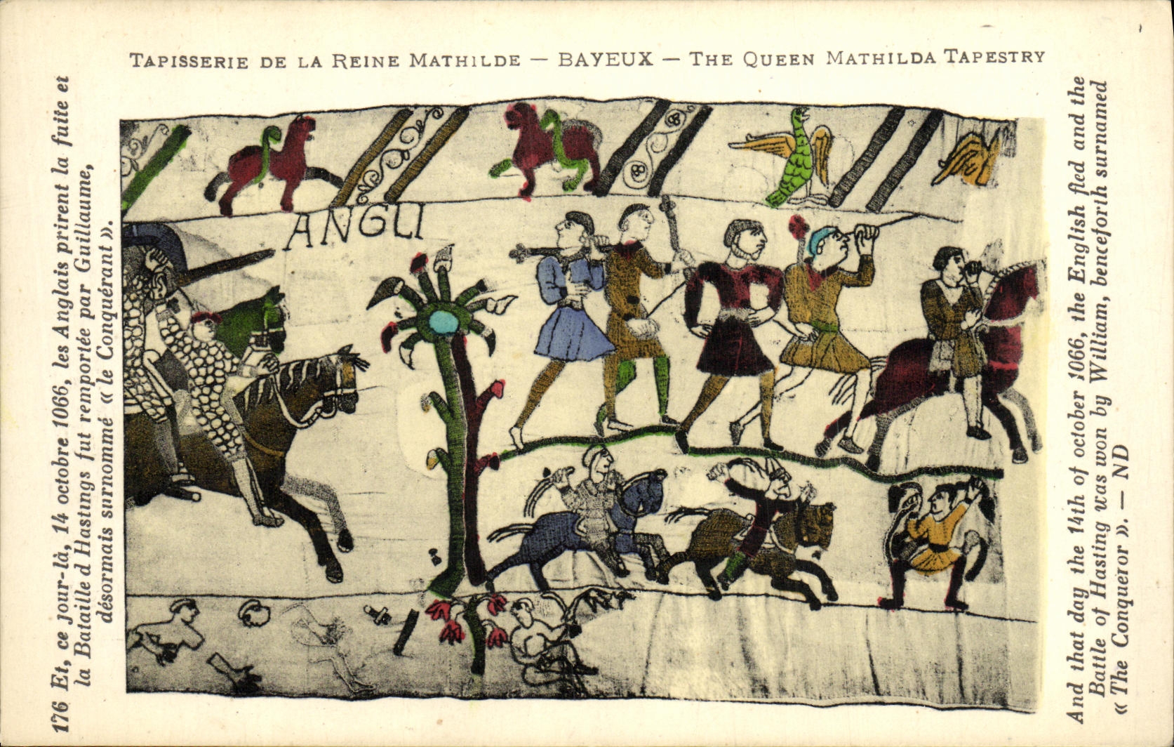 Tapisserie de la Reine Mathilde — Bayeux — The Queen Mathilda Tapestry — scène de la fuite de la reine après la bataille de Hastings