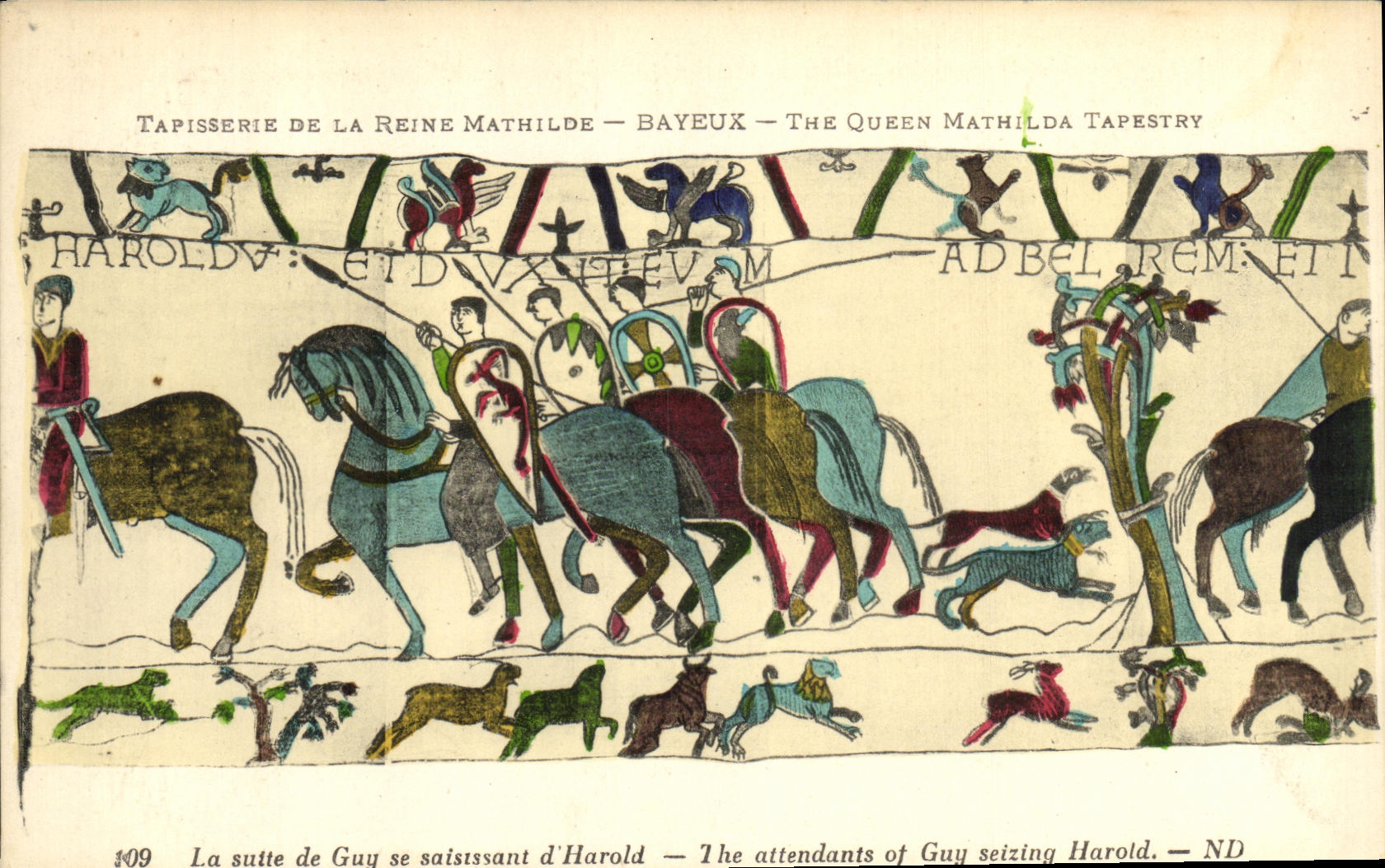 CPA Bayeux TApisserie de la reine Mathilde La suite de Guy se saisissant d Harold