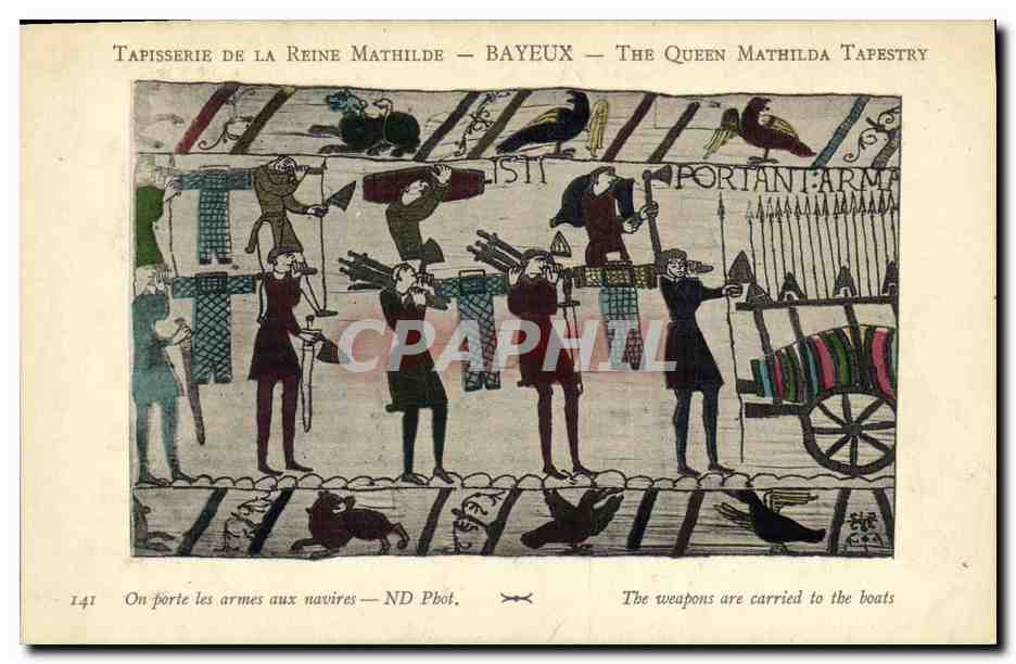 Tapisserie de la Reine Mathilde — Bayeux — The Queen Mathilda Tapestry — scène : On porte les armes aux navires
