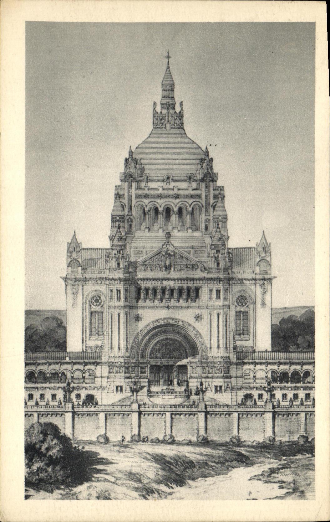 Basilique de Lourdes — façade — Éditions C. B. S. T. - Lisieux