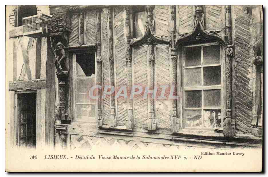 CPA Lisieux Detail Du Vieux Manoir de La Salamandre