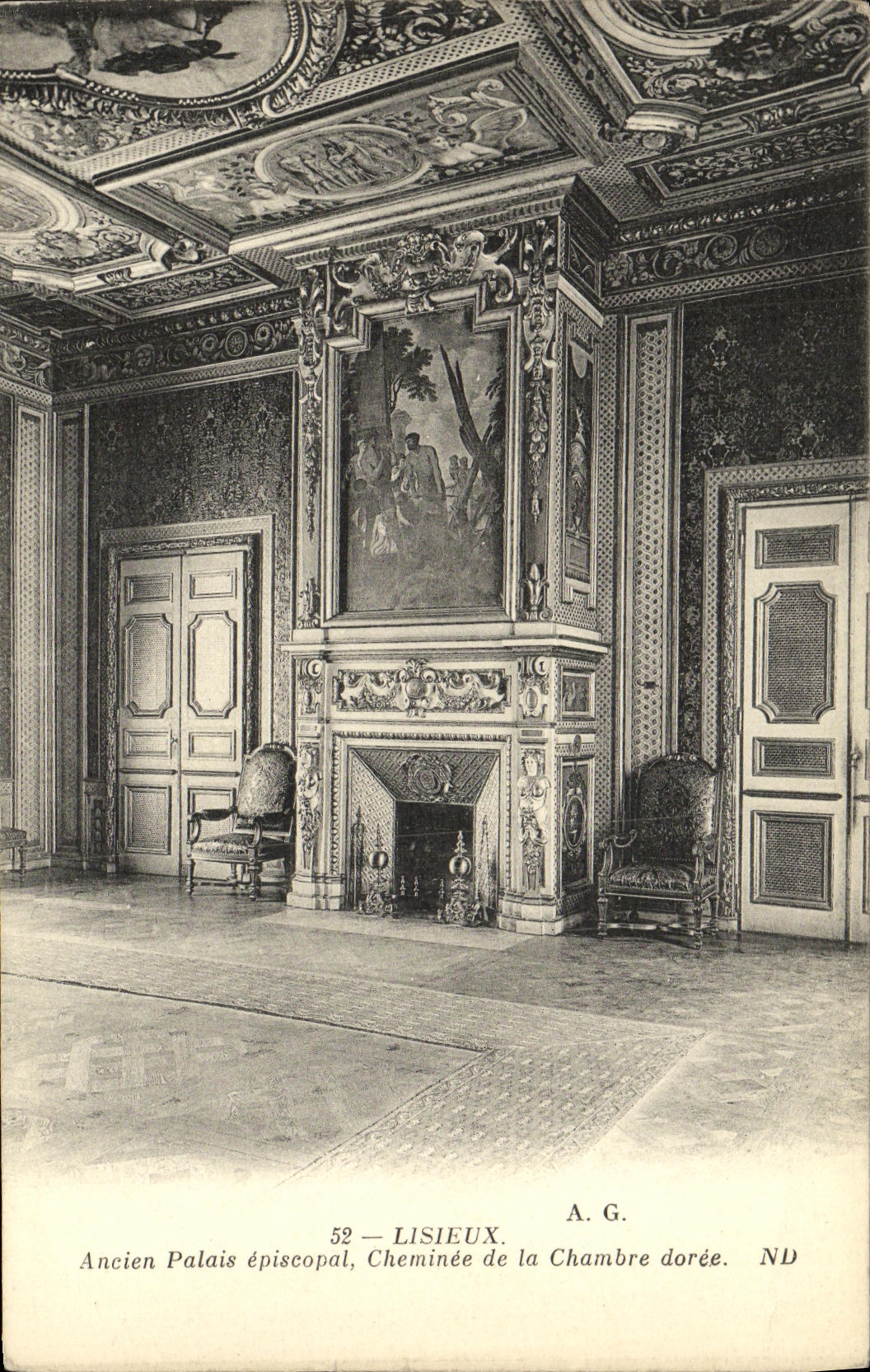 Lisieux — Ancien Palais épiscopal, Cheminée de la Chambre dorée — A.G. n°52