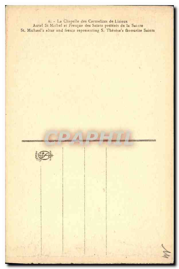 Kapelle der Carmeliterinnen von Lisieux — Altar des hl. Michael und Fresken der Lieblingsheiligen der hl. Thérèse — Verlag nicht sichtbar — Rückseite