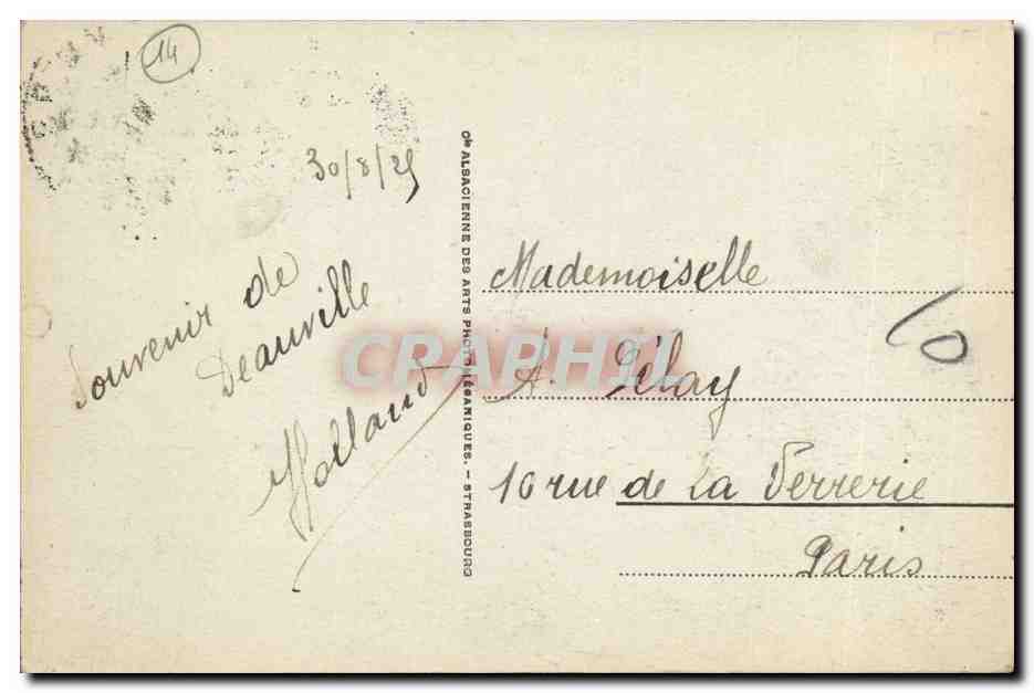 Trouville - Barques de Pêche rentrant dans les Jetées — éditeur Palasocienne des Arts Photographiques — Verso