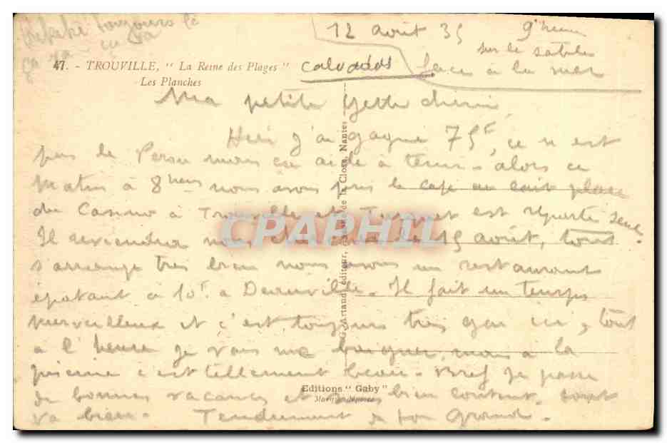 TROUVILLE - Les Planches — Éditeur Gaby, n°47 — Verso