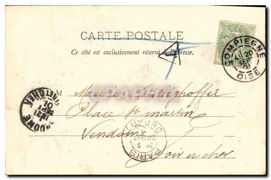CPA Compiegne Le Chateau Salle des Fetes — Verso