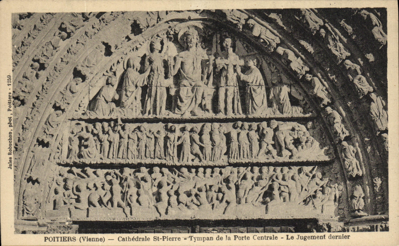 Poitiers (Vienne) — Cathédrale St-Pierre — Tympan de la Porte Centrale — Le Jugement dernier — Jales Robuchon, phot. - 1259