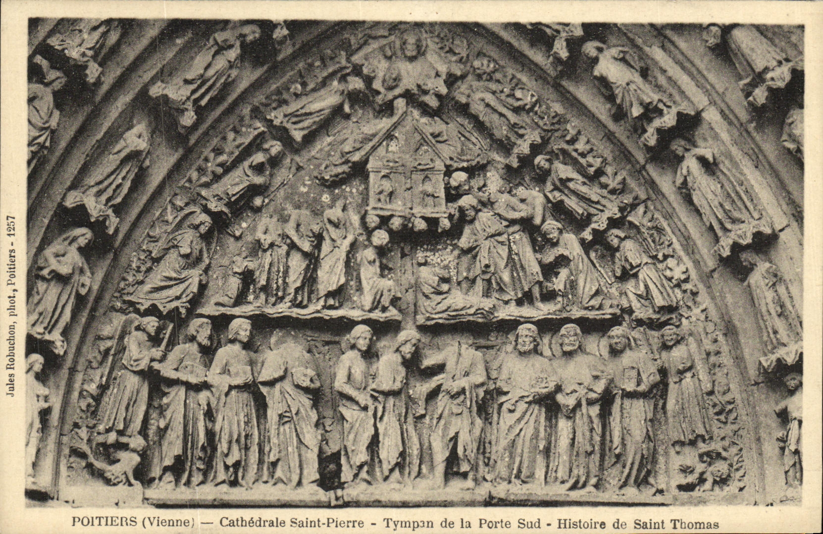 Poitiers (Vienne) — Cathédrale Saint-Pierre — Tympan de la Porte Sud — Histoire de Saint Thomas